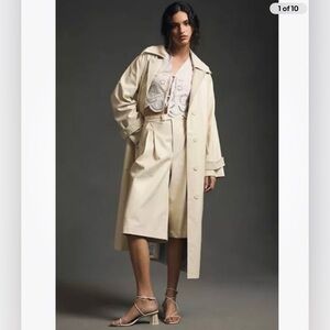 Anthropologie Stella Nova Jacquelina Faux Leather Trench Coat Size 40 EU. H